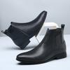 Fashion Autumn Winter New Designer Chelsea Boot for Men Solid Color Cow Leather Ankle Boots Male British Retro Fashion Casual Shoes Man