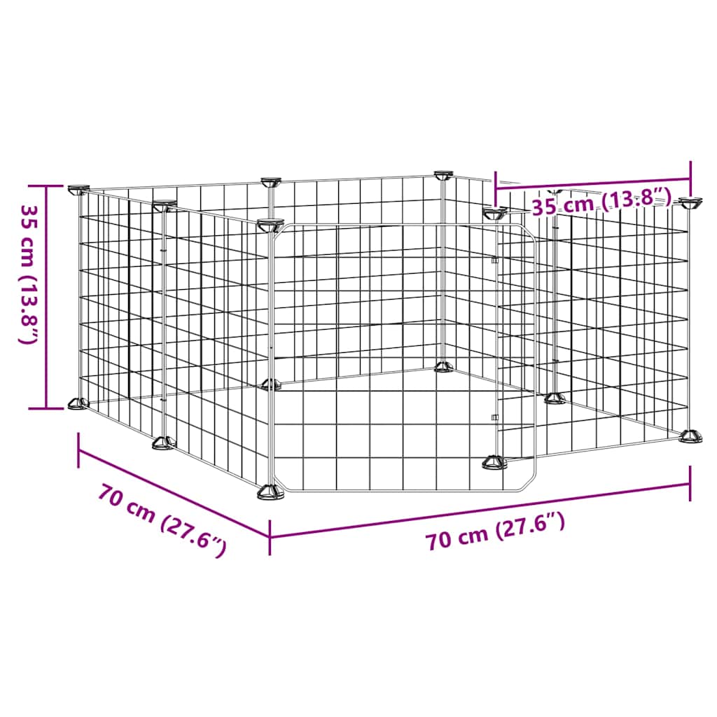 8 Panel Pet Cage with Door Black 35 X 35 Cm Steel