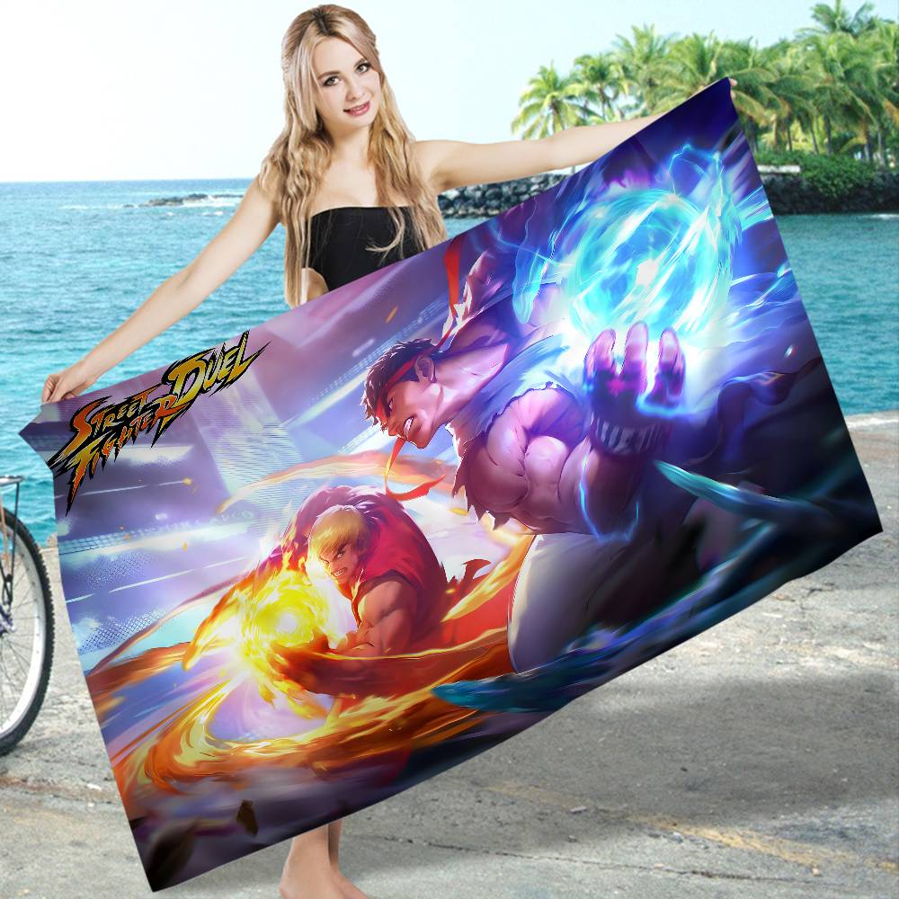 Street Fighter Retro Gamer Microfiber Printed Beach Towel Mountain Climbing Yoga Beach Swimming Running Absorbent Soft Towel