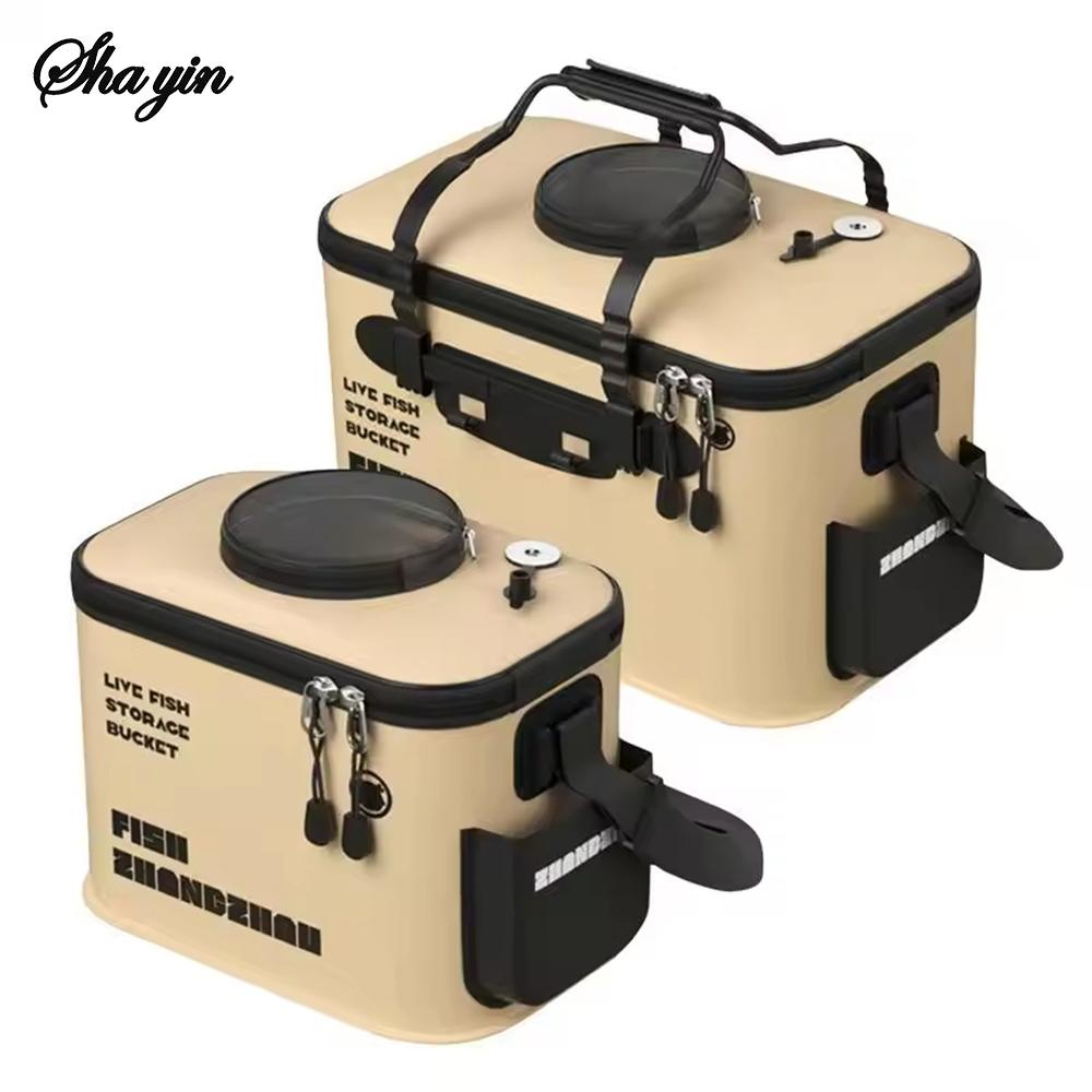 Foldable Live Fish Bucket Fishing Bucket Outdoor Multifunctional EVA Fishing Bag Live Fish Bait Bucket Wild Organizing Bag