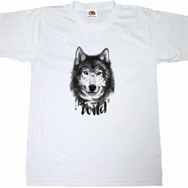 BE WILD WOLF NATURE EXPLORE ADVENTURE ANIMAL  cotton Mens Tshirt Tee euro size men summer tshirt S