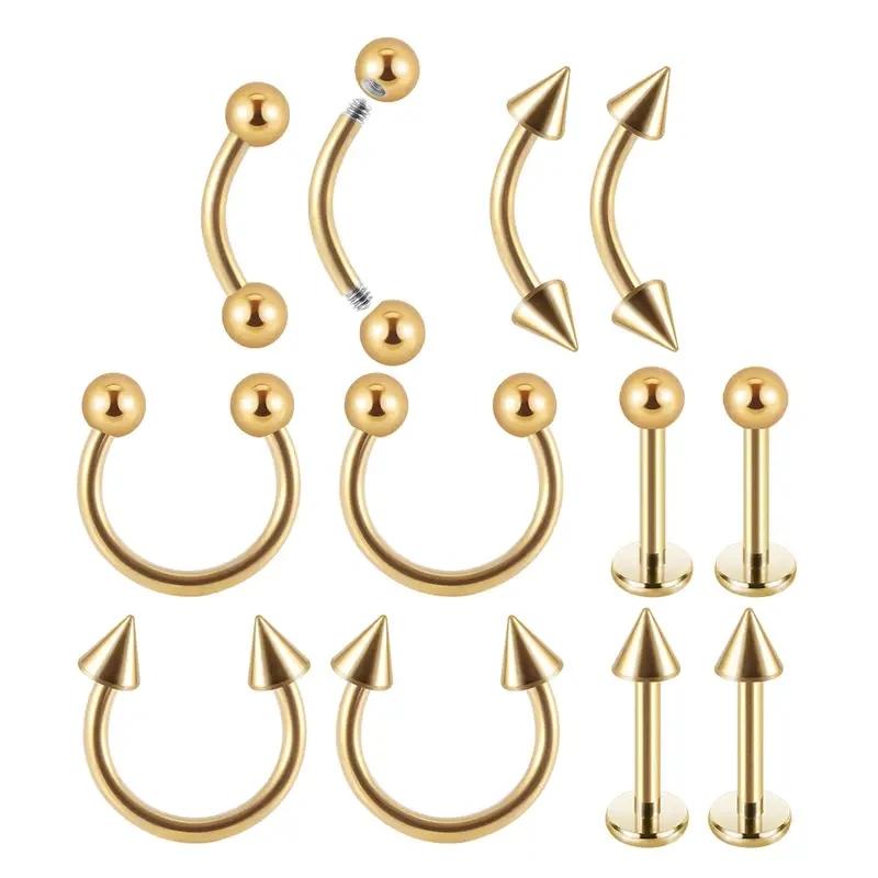 5/12 Stück Chirurgenstahl Körperpiercing Schmuck Los Großhandel Nasenring Zungenpiercing Barren Los Augenbrauen Labret Piercing Hufeisenring Los Packung