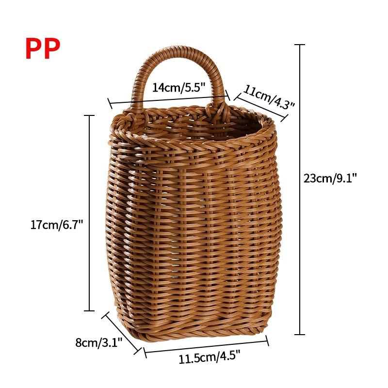 Kitchen Storage Basket with Handle Woven Hanging Baskets for Living Room Fruit Sundries Organizer Home Decor Hand-woven Baskets