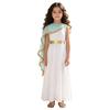 Kids Girls Greek Toga Costume with Shawl Gold Trim Metallic Waist Sleeveless Back Zip Dress for Halloween Themed Cosplay