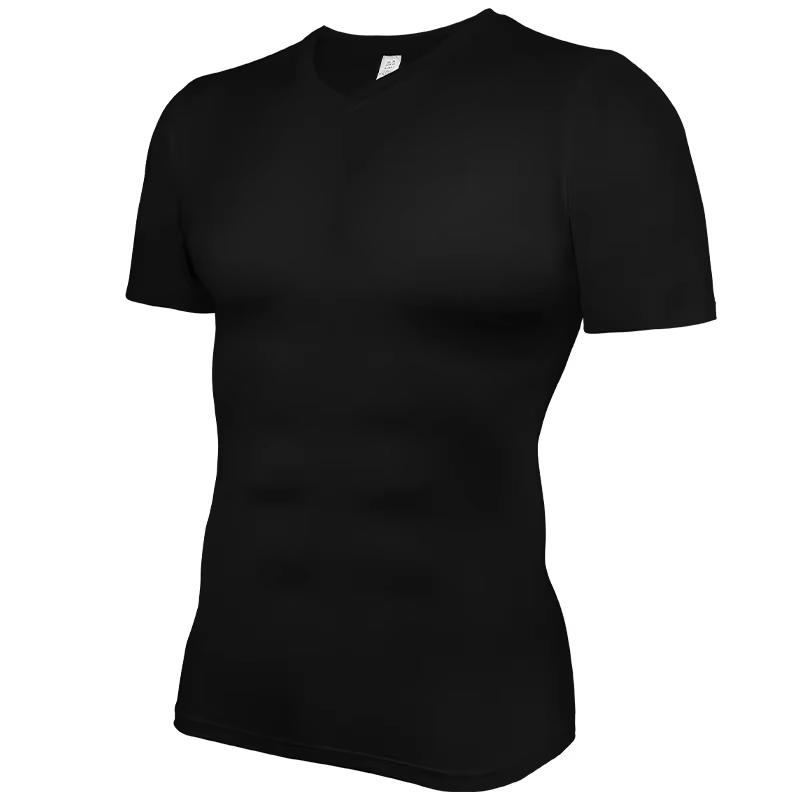 

Компрессионная футболка для мужчин Фитнес Спортивный зал Body Shaper Спорт Бег Футболка с коротким рукавом Рашгард Топы Футболка Быстросохнущие топы Мужское корректирующее белье XXL чёрный