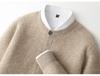 2025 A/W Męski sweter kardigan z czystej wełny z okrągłym dekoltem