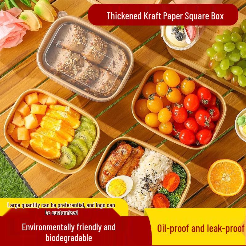 Scatola Bento Monouso a Tenuta Stagna in Carta Kraft per Microonde da Esterno