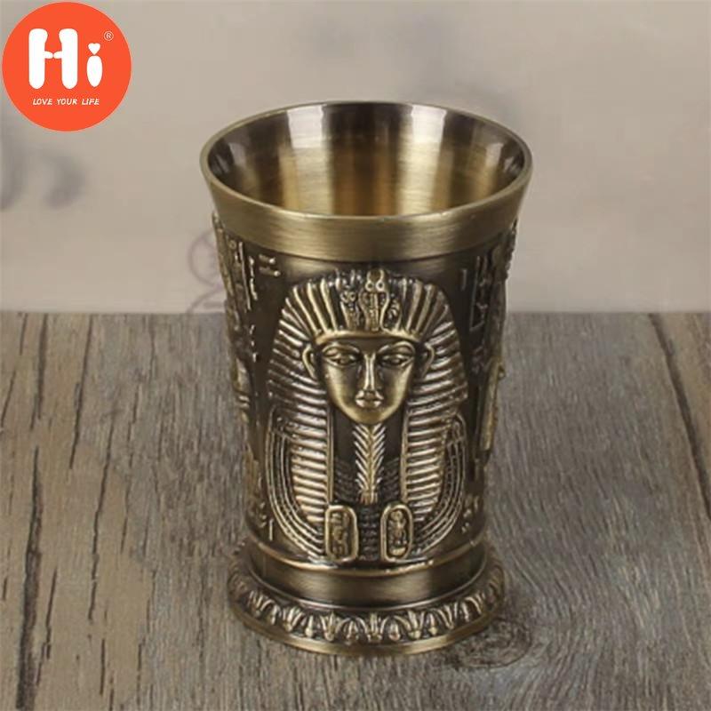 Hi Metal Egyptské sklenice na víno Slitina zinku Koktejlový panák Hrnek na koktejl Starověký Egypt Hrnek na víno Bar Nádobí Craft