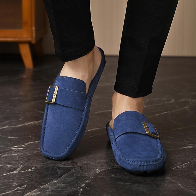 Men’s Moccasins Driving Shoes Summer Slippers Backless Clogs Wide Flats Casual Shoes Plus Size Sandals Over Sized