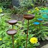 Vintage Weathered Rain Collectors Long Stem Rusty Bird Feeder Metal Bird Bath  Outdoor Garden