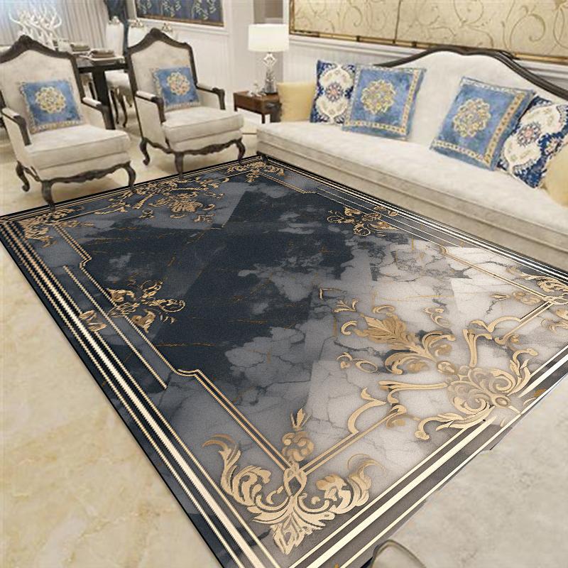 European Luxury Carpet for Living Room Decoration Home Sofa Coffee Table Rugs Non-slip Bedroom Bedside Lounge Floor Mat Washable