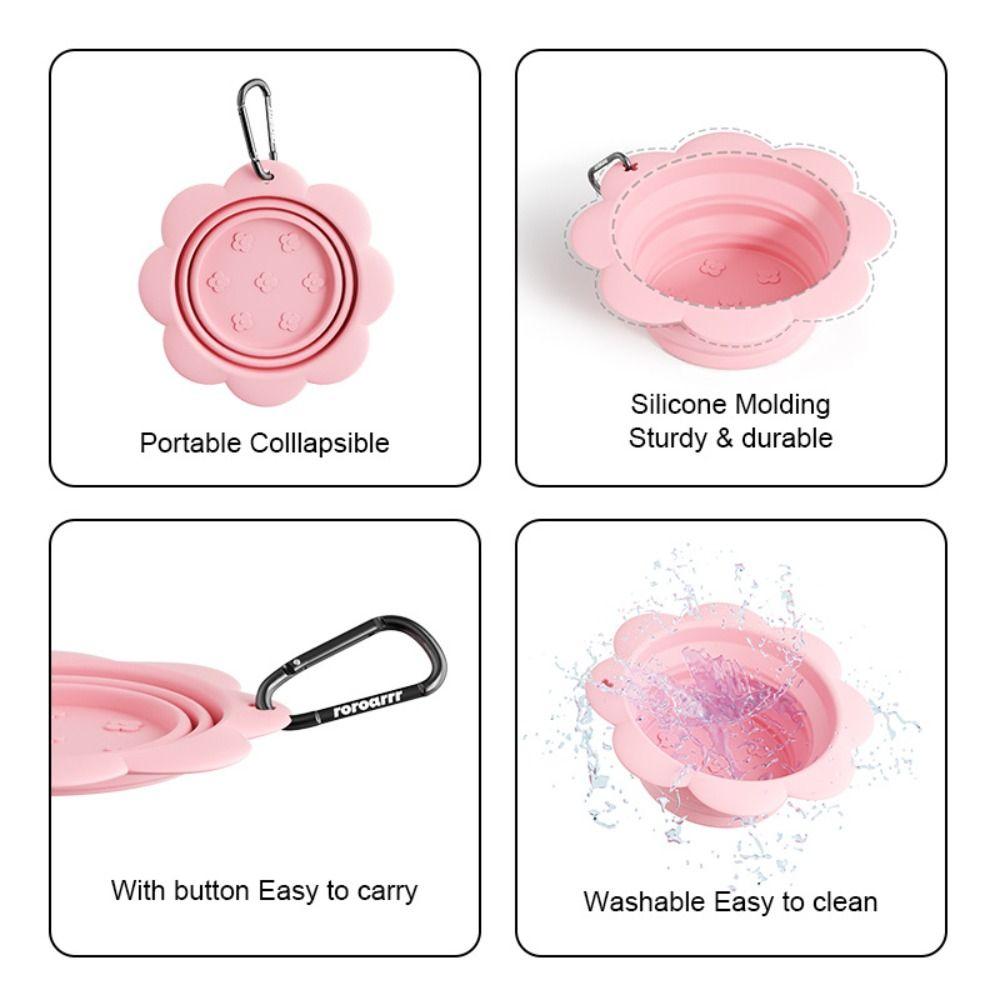 Ciotola Multiuso per Cani da 350 ml a Forma di Fiore in Silicone Contenitore Acqua Cibo per Cuccioli Pieghevole Portatile Ciotola Ciotola Cibo per Animali