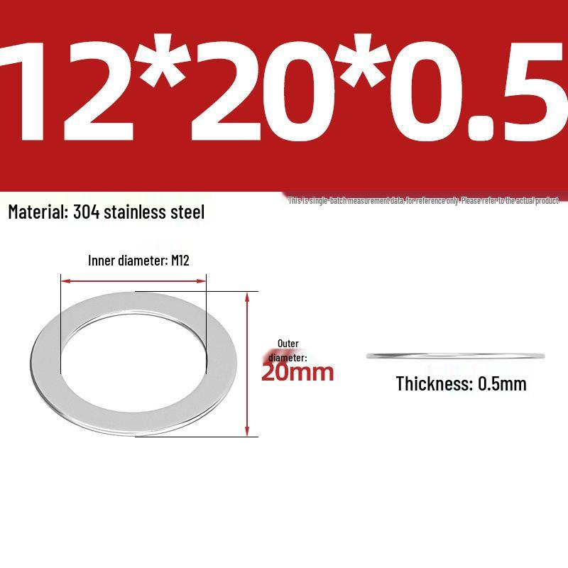 304 Stainless Steel Ultra-Thin Flat Washers - Available in Thickness: 0.1mm, 0.2mm, 0.3mm, 0.5mm