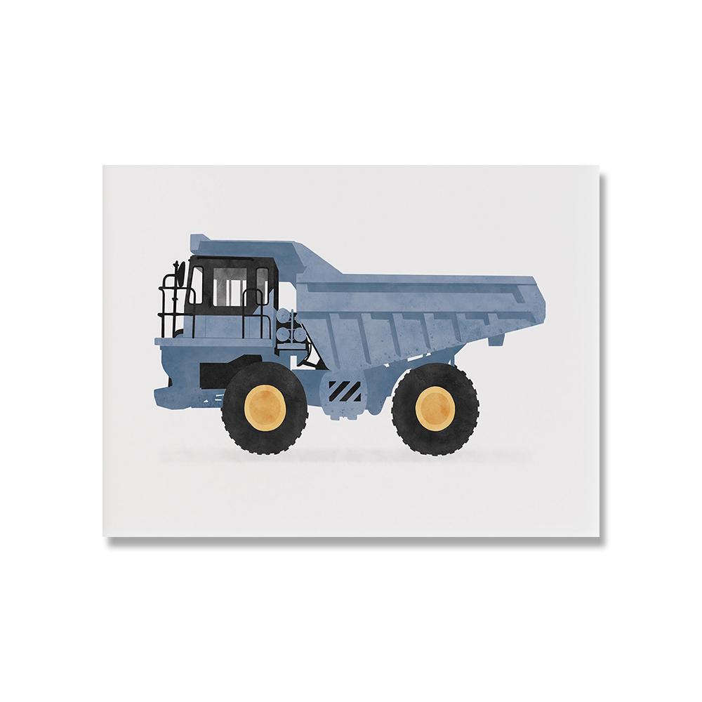 Construction Vehicles Watercolor Art Canvas Painting Kids Room Decor Dump Truck Digger Bulldozer Posters and Prints Boys Gift No Frame