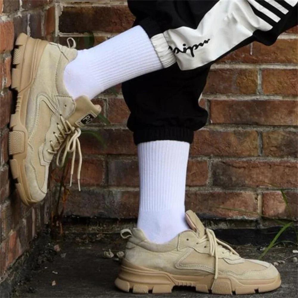 4 Paar/Packung Mittelhohe Socken Herren Baumwolle Winter Frühling Weiß Schwarz Männliche Freizeitsocken Weiche Atmungsaktive Knöchel-/Mittelrohrsocken