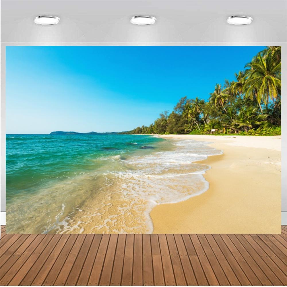 Blue Ocean Beach Backdrop Tropical Summer Background Ship Boat Wharf Sea Surface Summer Holiday Decor Photography Photo Props