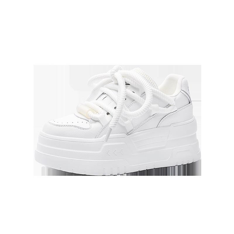 All-white leather white shoes women s spring new flat-soled casual shoes versatile thick-soled heightening women s shoes 34