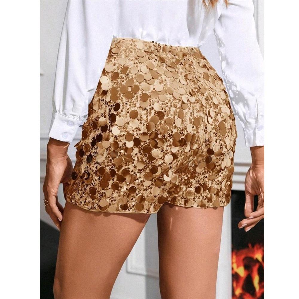 Women High Waist Sequins Shorts Ladies Fashion Elegant Party Short Pants