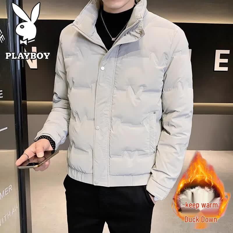 Playboy Men s Thick Duck Down Puffer Jacket XL хаки