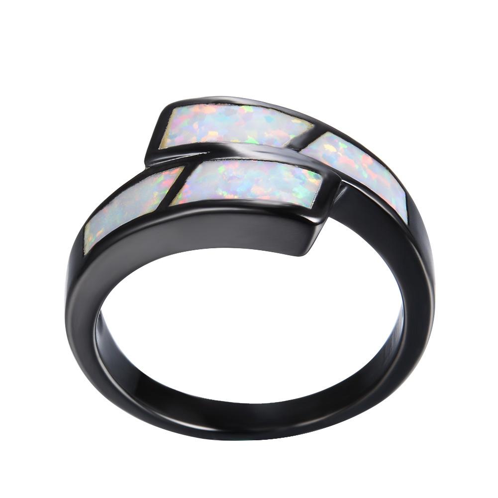 Anillo Personalizado, Sencillo, Moderno, Negro, Dorado, Blanco, para Mujer, Temperamento, Versátil
