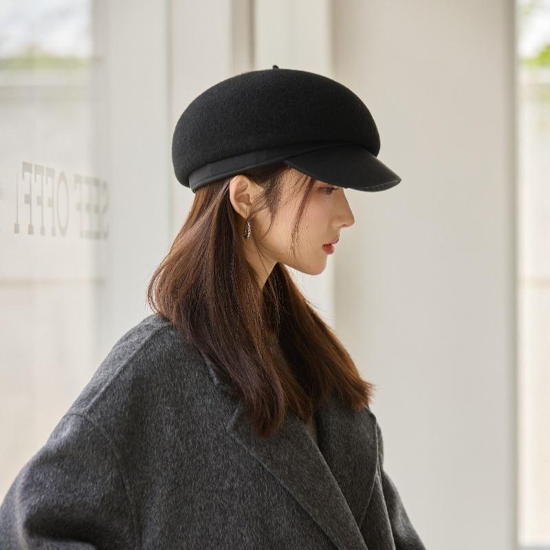 Beret Women's Autumn and Winter Cap Wool Octagonal Hat  Female Equestrian Hat Wool Hat