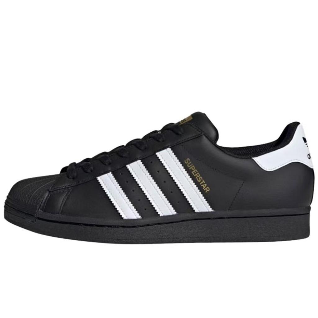 Adidas Originals SUPERSTAR Lightweight And Breathable Low top Skateboard Shoes Women's Black Silver EF5398(Team975-)
