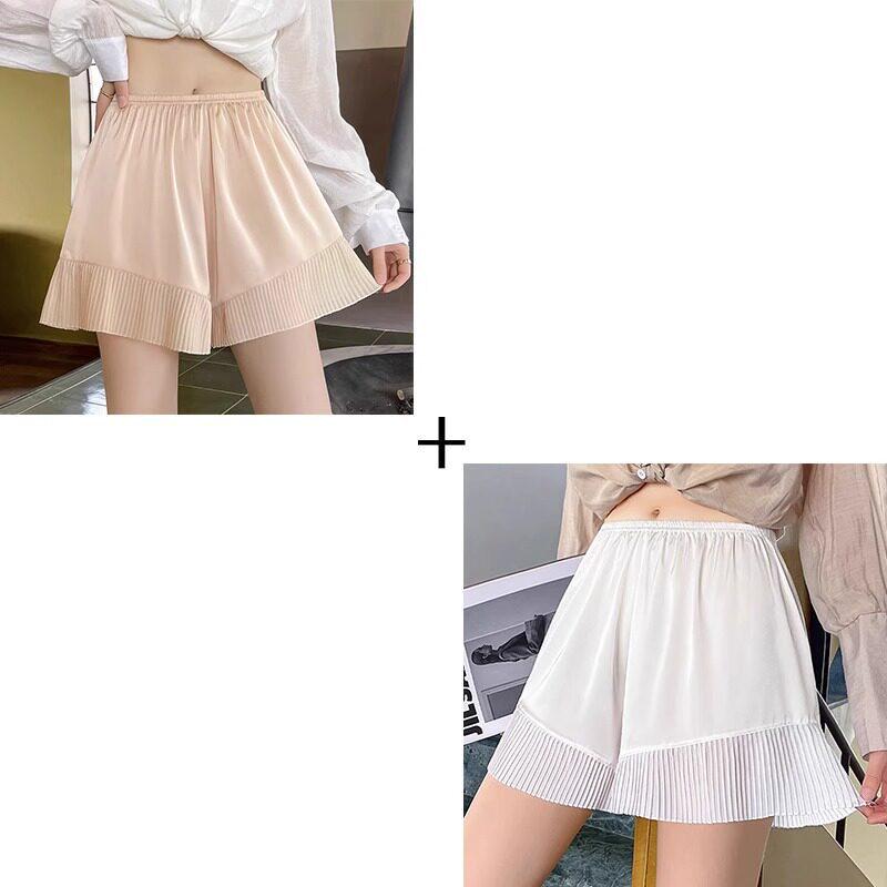 Women's Ice Silk Anti-Exposure Safety Shorts: No Curling, Wearable Outside, Thin Summer Skirt Pants, Plus Size Options