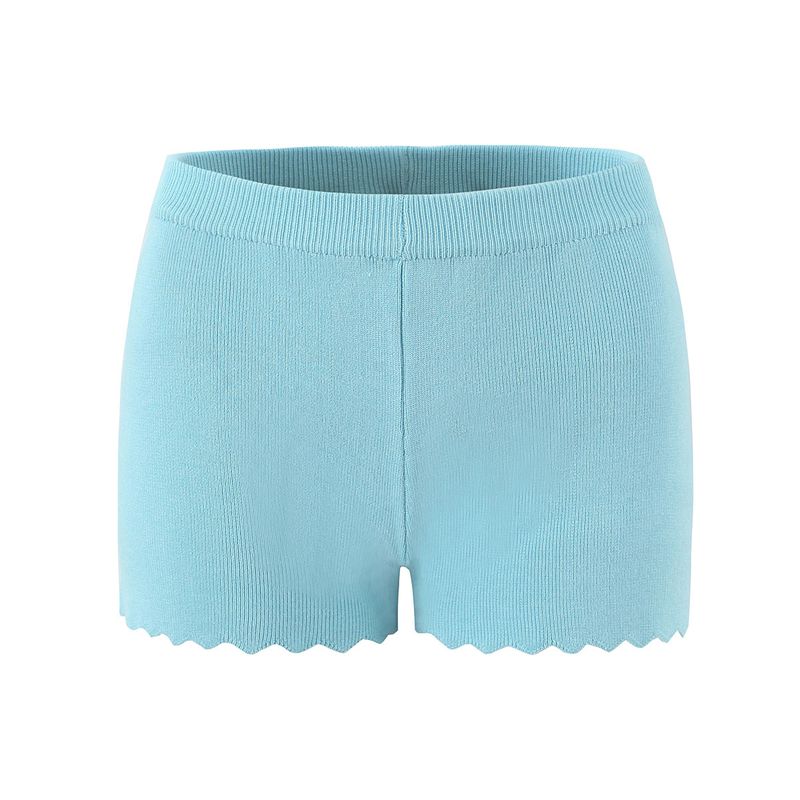 

Мусс Молочная Ракушка Эльза Хоск Тот же Стиль Чистое Желание Сексуальный Слим Волна Кружевная Вязка Топы + Шорты Комплект из двух предметов Blue shorts M