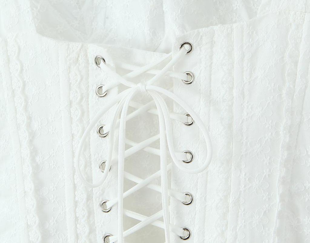 2025 Chic Square Neck Embroidered Bow Mini Dress