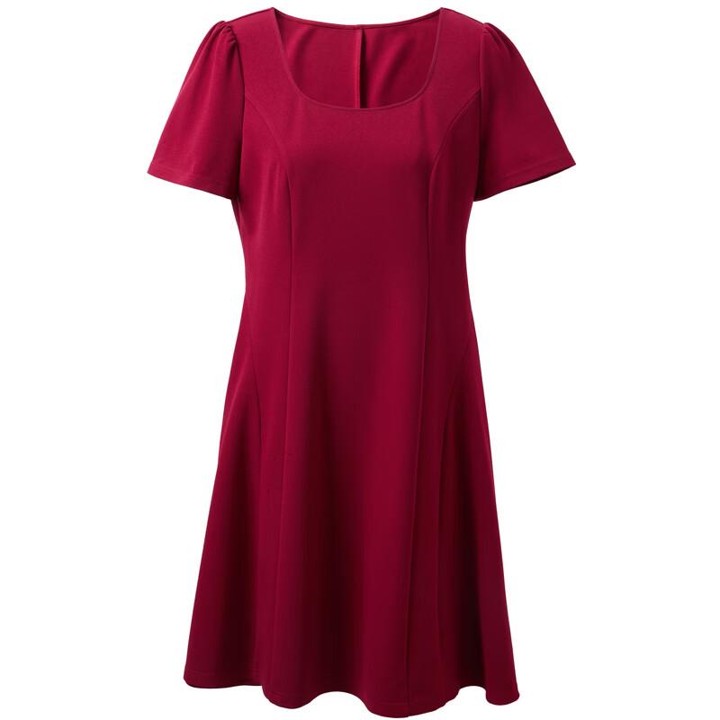 Women's Plus Size Square Neck Puff Sleeve A-line Midi Dress