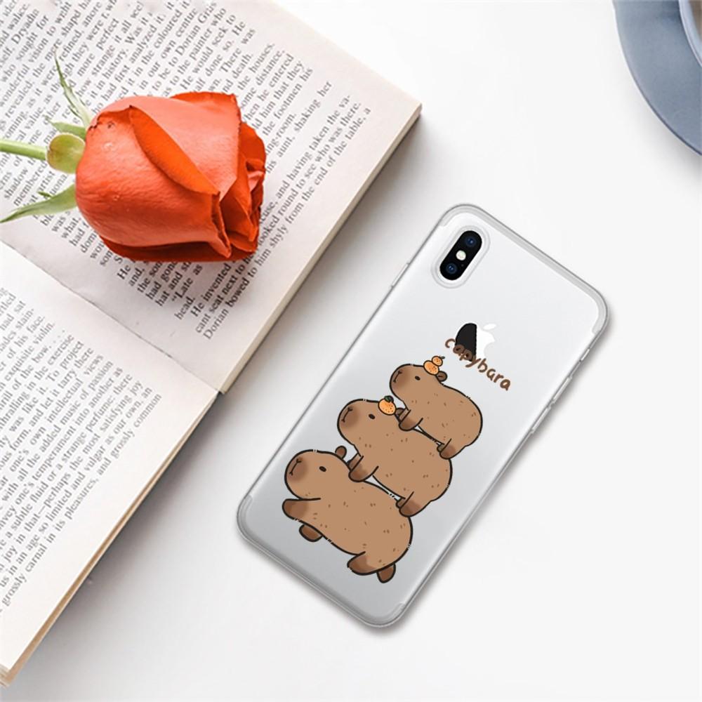 Cartoon Cute Capybara Phone Case For iPhone 14 13 12 11 Pro Max XS X XR SE 2020 6 7 8 Plus Mini Protective Cover
