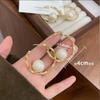 Korean Simple Big Pearl Ball Metal Hoop Earrings For Women Temperament C Shape Earrings Exaggerated Party Jewelry Gift