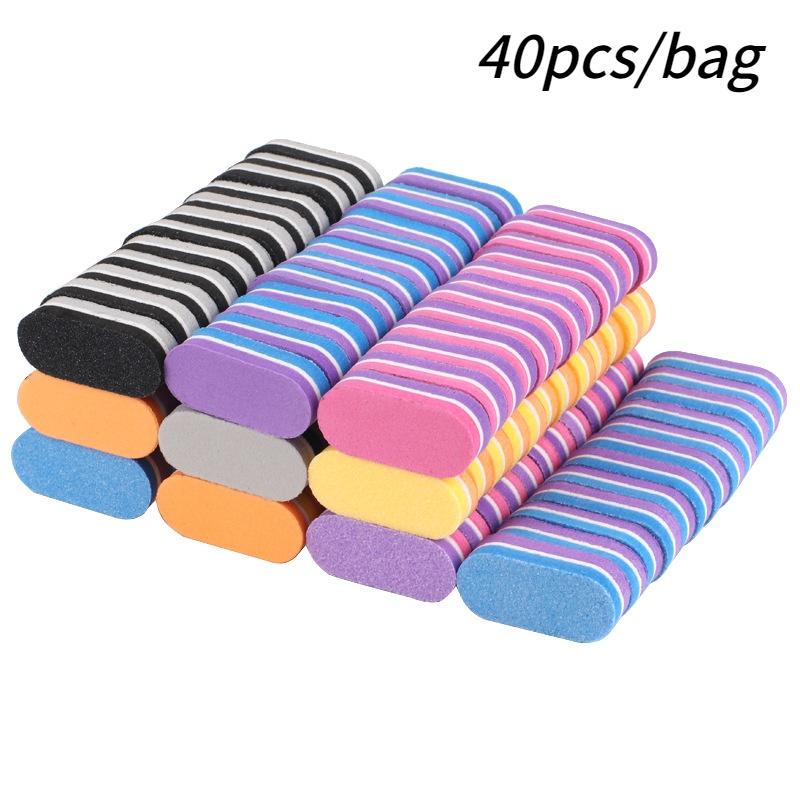 40 Pcs Double Color Mini Sponge Nail Files Buffer Block Buffing Sanding Nails File Pedicure Manicure Tools