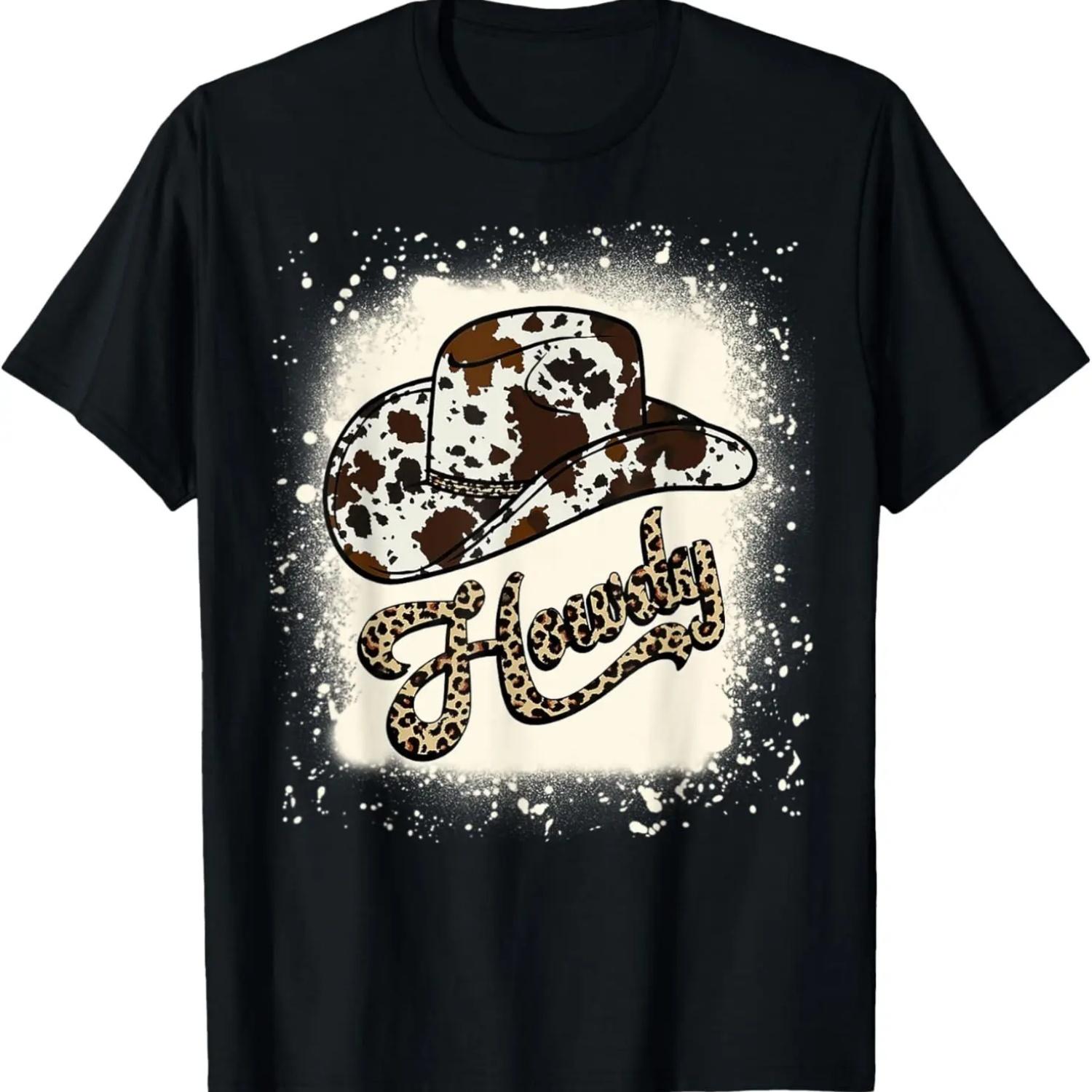 Vintage Leopard Howdy Rodeo Western Country Southern Texas T-Shirt S чёрный