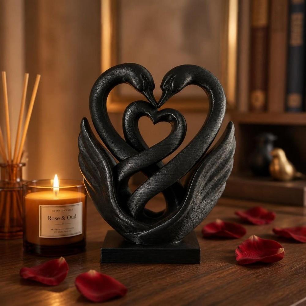 Home Decoration Swan Ornaments 3D Printed Swan Statue Ideal Gift Hollow Heart Models Bedroom