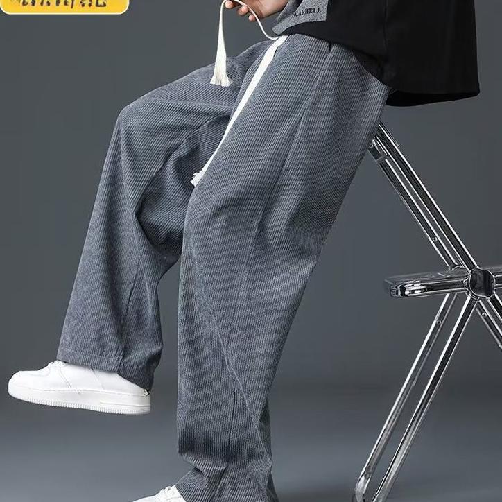 Men's Corduroy Thicken Casual Trousers Loose-fit Straight-leg Fleece-lined  Autumn Winter Warm Sport Pants