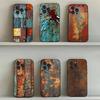 Retro Industrieller Stil Rostige Handyhülle Für iPhone 16,15,14,13,12,11,Pro,Max,Plus,X,XS,SE4,E,Mini,Weiche Schwarze Hülle