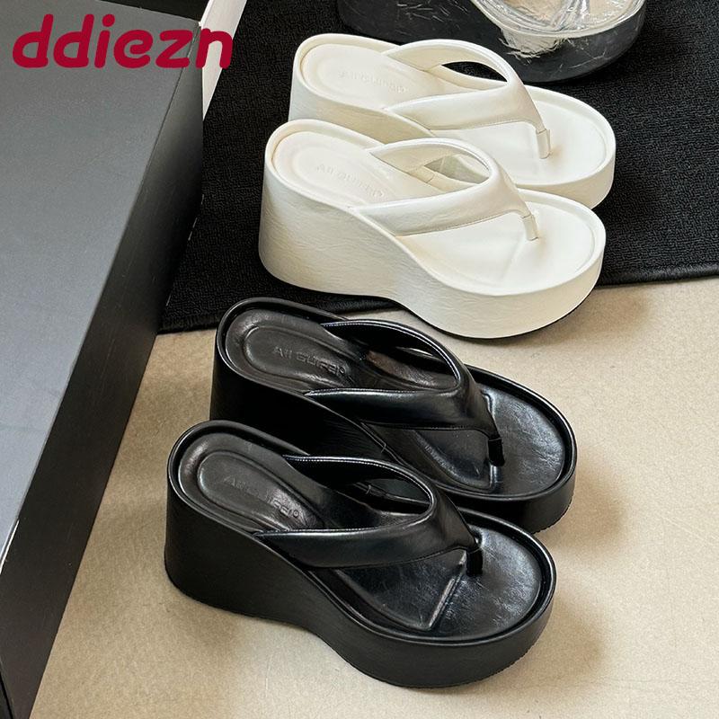 Mode Silber Damenmode Plateau-Sandalen Keilabsatz Hausschuhe für Damen Flip-Flops Dicksohlige Damen Keilabsatz Hausschuhe Sandalen Schuhe