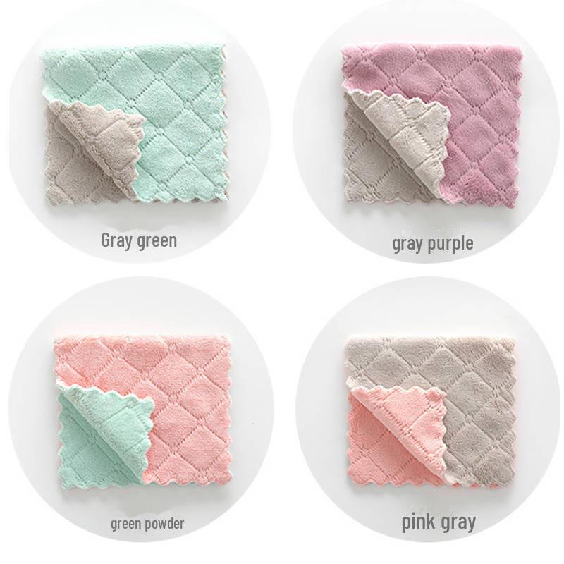 Thick Water Absorbent Kitchen Dish Cloth: Degreasing, Multifunctional, One-Piece