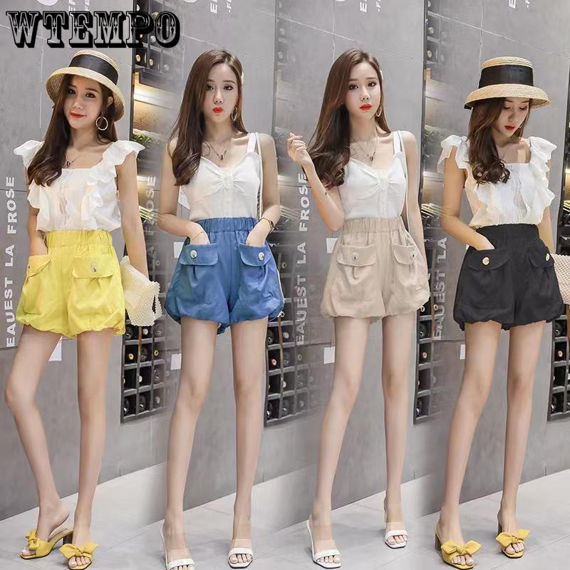 WTEMPO Summer Women's Large Size Shorts Thin Slim High Waist Shorts Loose Wide Leg Shorts Thin Section Design Sense Denim Shorts Casual Shorts
