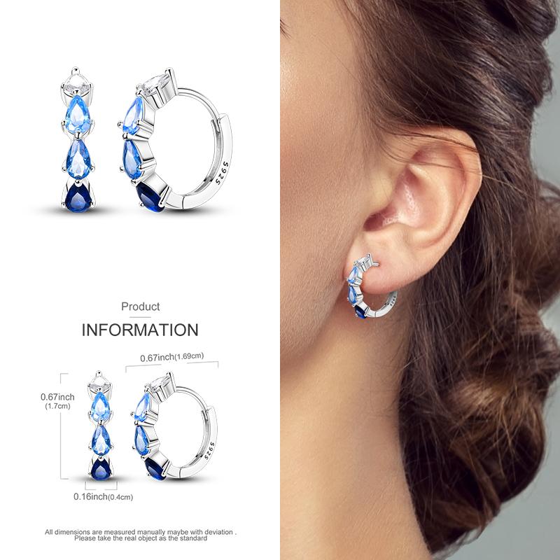 Boucles d'Oreilles Créoles en Argent 925 Zircon Coloré Boucles d'Oreilles Créoles Pavées Pour Femmes Filles Bijoux Cadeau