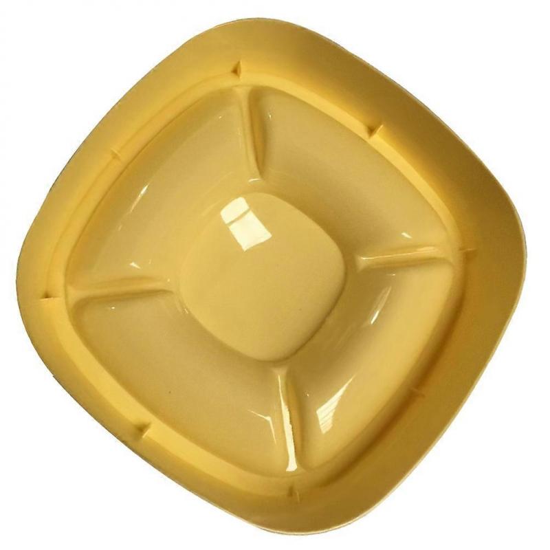 Yellow Plastic Divided Pet Food Bowl for Feeding 4Pcs Small Dog Bowls