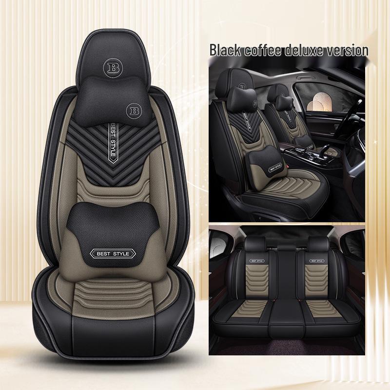 All-Season Linen Car Seat Cushion - Full Coverage & Universal Fit
