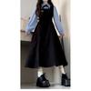 New black fake two-piece long-sleeved dress, small women's clothing, early autumn wear long dress