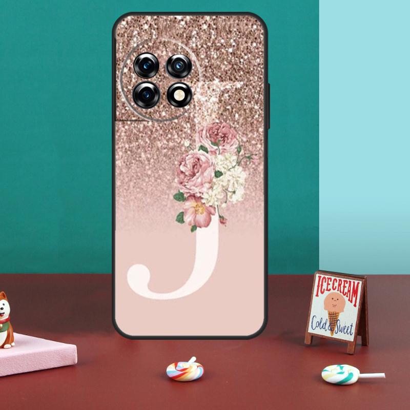 Letter Pink Shiny M R Case For OnePlus 10T 11 8 9 10 Pro 8T 9RT 10R OnePlus Nord CE 2 3 Lite 2T N10 N20 N30 Cover