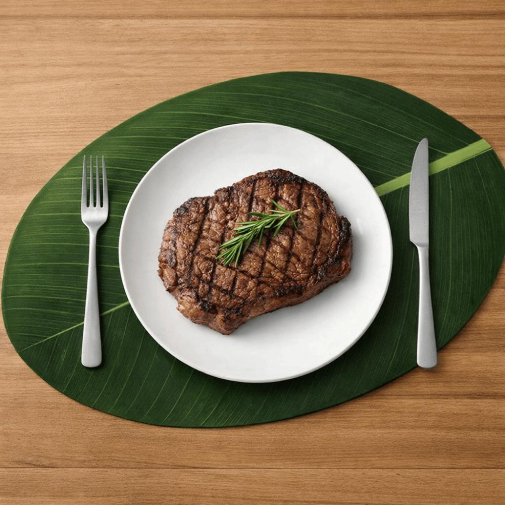 2PCS Waterproof Leaf-Shaped Placemat Stain Resistant Heat Insulation Mat Dinnerware Pad  Dish