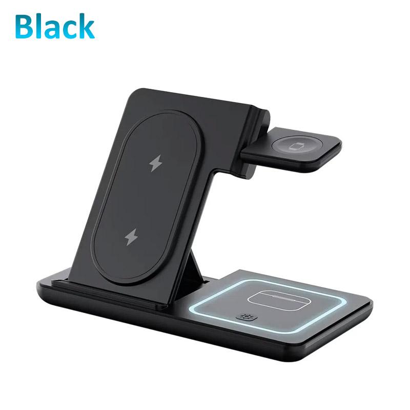 3 in 1 15W LED Foldable Wireless Charger Stand For Samsung S24 S23 Galaxy Watch 2-8 Active 1 2 Buds Pro Fast Charging Station