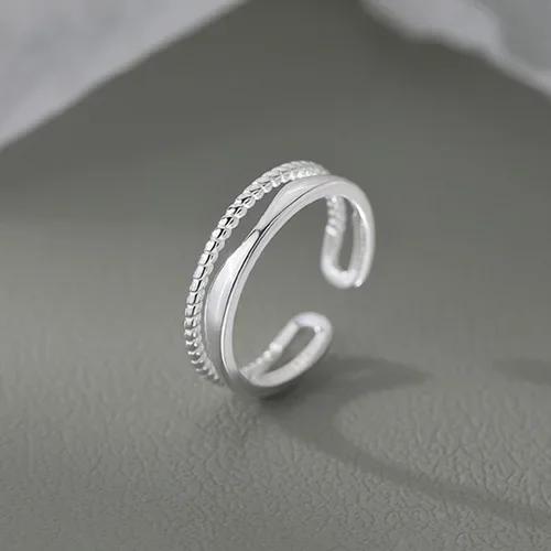 Anello aperto in argento 925 per donna, anello geometrico irregolare alla moda fatto a mano, gioielli da festa, regali di Natale