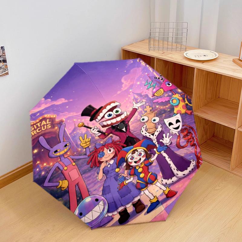 Pomni Halloween Characters Automatic Umbrella - Suitable Travel Outdoor Portable Umbrella Birthday Gift Daily Essentials