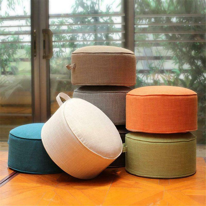 Tatami Floor Round Pillow Seat Cotton Linen Cushion Meditation Chair Stool